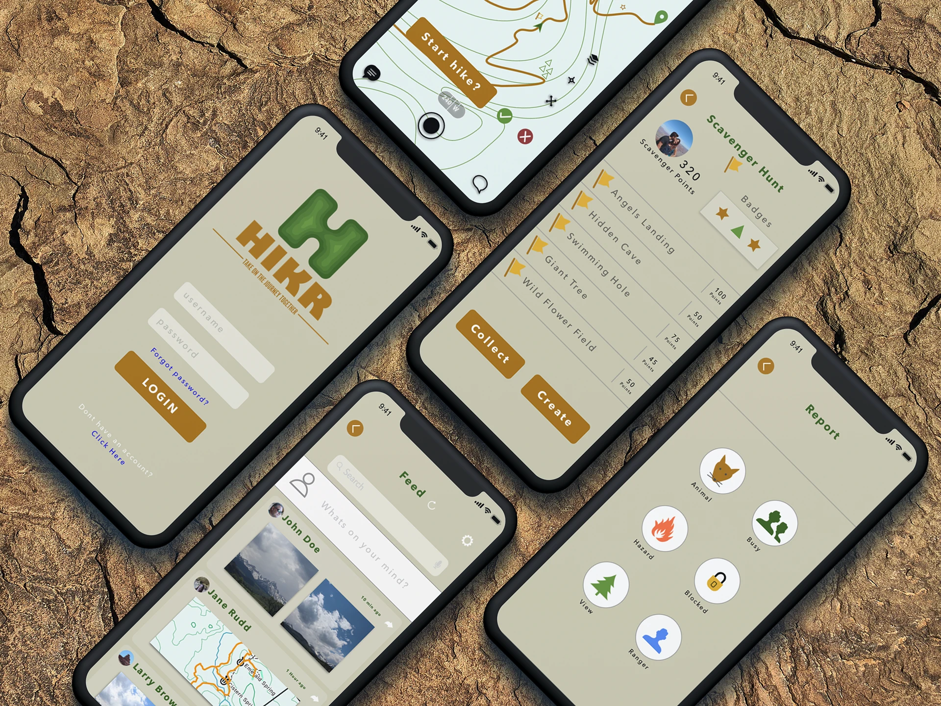 HIKR — App concept · Interface design · Identity